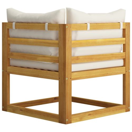 Градински комплект с кремави възглавници 7 части акация масив