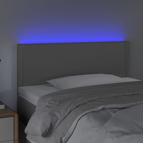 LED Горна табла за легло, сива, 100x5x78/88 см, изкуствена кожа