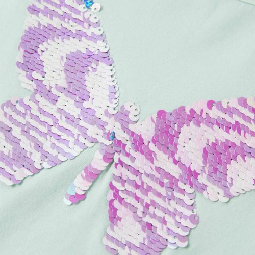 Детска тениска с ръкави капаче, светла мента, 140