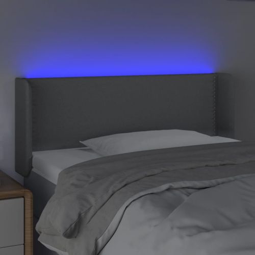 LED горна табла за легло, светлосива,83x16x78/88 см, плат