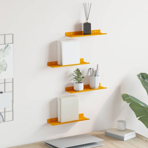 Плаващ рафт 4 pcs Горчично жълто 30 x 9 x 2,5 см Стомана