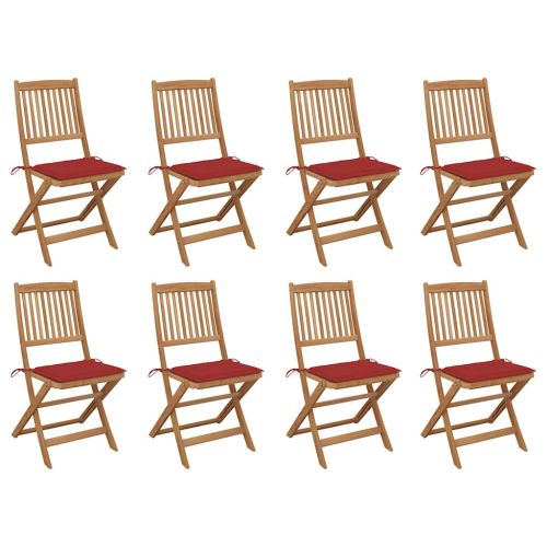 Сгъваеми градински столове с възглавници 8 бр акация масив