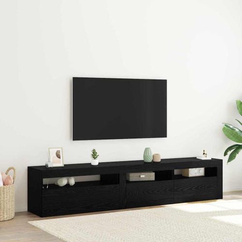 ТВ шкаф 2 pcs Черния дъб 195 x 35 x 40 см Инженерно дърво