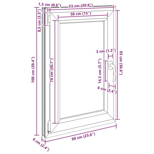 Прозорец за мазе RISOR 60 x 100 cm PVC и стъкло Бяло