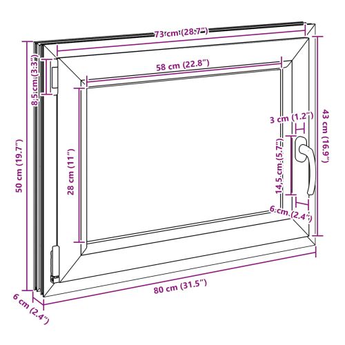 Прозорец за мазе RISOR 80 x 50 cm PVC и стъкло Бяло