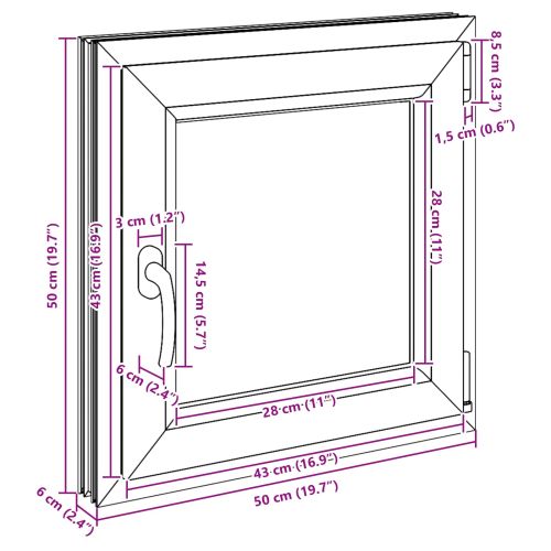 Прозорец за мазе RISOR 50 x 50 cm PVC и стъкло Антрацит
