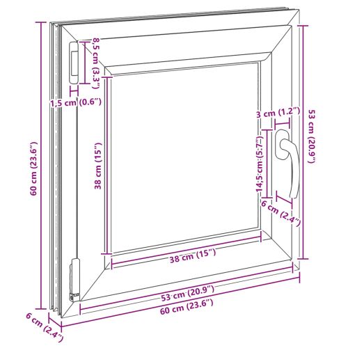 Прозорец за мазе RISOR 60 x 60 cm PVC и стъкло Антрацит
