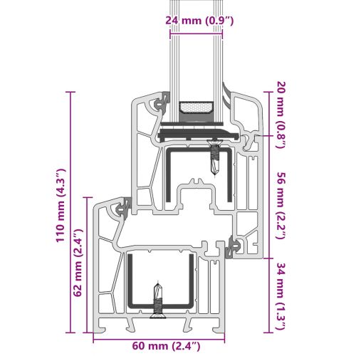 Прозорец за мазе RISOR 120 x 60 cm PVC и стъкло Антрацит