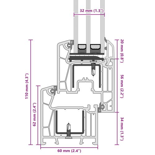 Прозорец за мазе RISOR 90 x 50 cm PVC и стъкло Антрацит