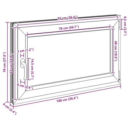 Прозорец за мазе RISOR 100 x 70 cm PVC и стъкло Антрацит