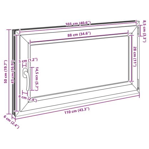 Прозорец за мазе RISOR 110 x 50 cm PVC и стъкло Антрацит