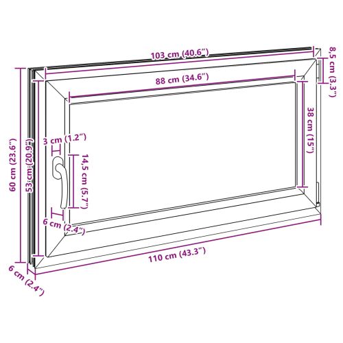Прозорец за мазе RISOR 110 x 60 cm PVC и стъкло Антрацит