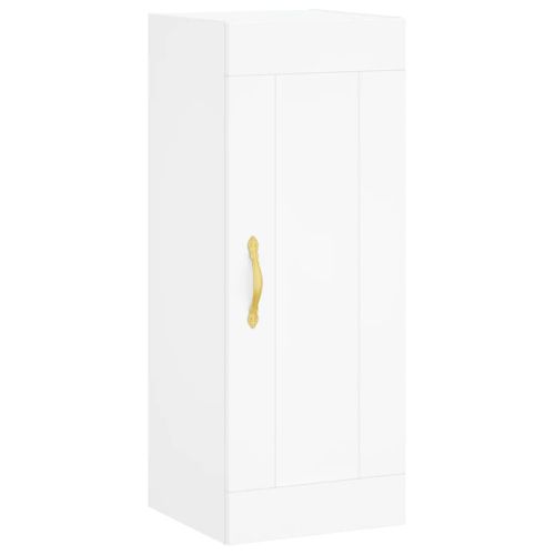 Стенен шкаф, бял, 34,5x34x90 см, инженерно дърво