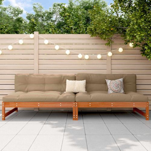 Градинен среден диван Масивна боровина Восъчен Кафяв