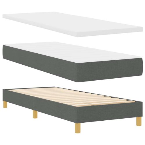 Легло с пружинирана основа Тъмен сив 80 x 200 cm текстил