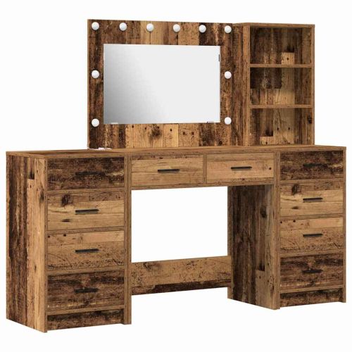 Тоалетка с рафт 3 pcs Кафяво 40 x 41 x 135 см Инженерно дърво