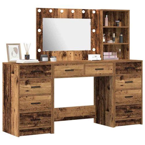 Тоалетка с рафт 3 pcs Кафяво 40 x 41 x 135 см Инженерно дърво