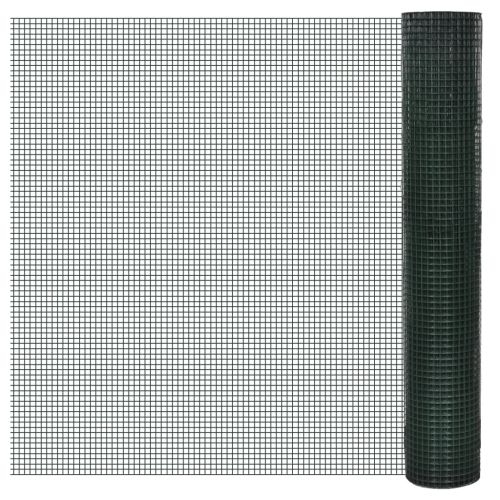 Кокошкарска мрежа, поцинкована с PVC покритие, 25x1 м, зелена