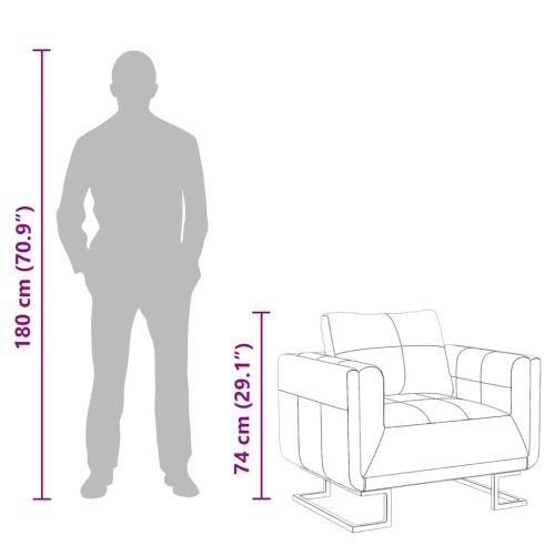 Кубичен фотьойл с хромирани крака, кафяв, изкуствена кожа