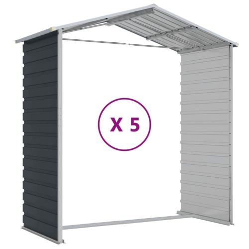 Градинска барака антрацит 191x470x198 см поцинкована стомана