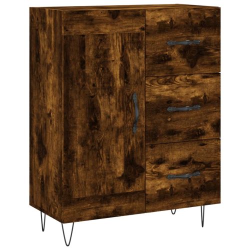 Висок шкаф, опушен дъб, 69,5x34x180 см, инженерно дърво