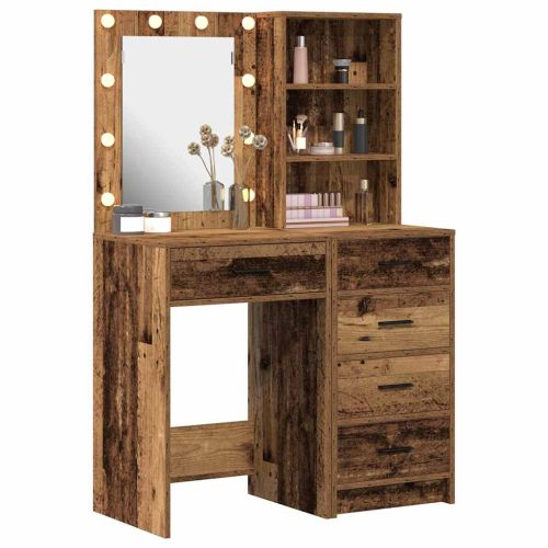 Тоалетка с рафт 2 pcs Кафяво 50 x 41 x 135 см Инженерно дърво
