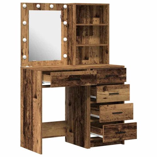 Тоалетка с рафт 2 pcs Кафяво 50 x 41 x 135 см Инженерно дърво