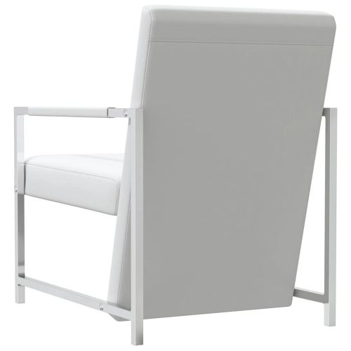 Фотьойли, 2 бр, с хромирана рамка, бели, изкуствена кожа