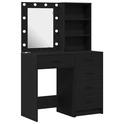 Тоалетка с рафт 2 pcs Черно 50 x 41 x 135 см Инженерно дърво
