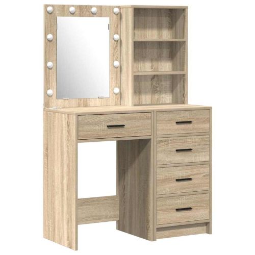 Тоалетка с рафт 2 pcs Кафяво 50 x 41 x 135 см Инженерно дърво