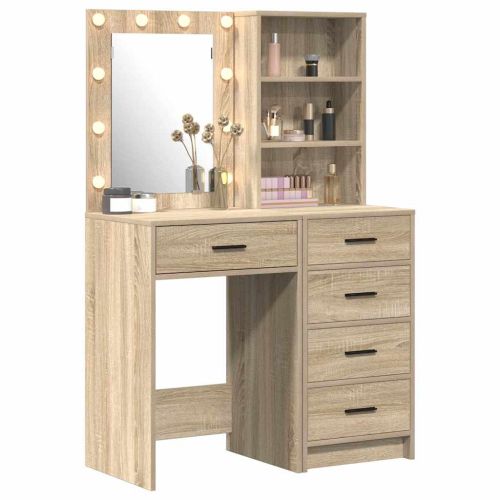 Тоалетка с рафт 2 pcs Кафяво 50 x 41 x 135 см Инженерно дърво