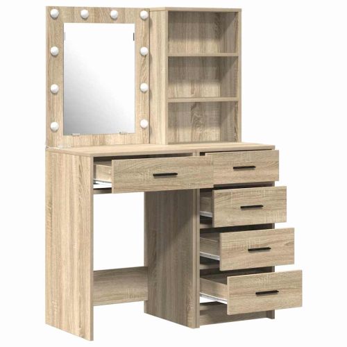Тоалетка с рафт 2 pcs Кафяво 50 x 41 x 135 см Инженерно дърво