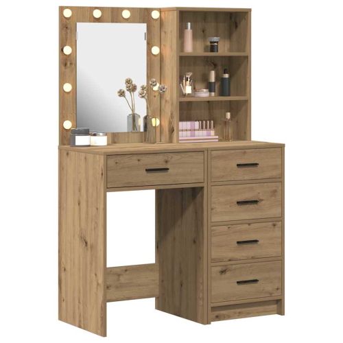 Тоалетка с рафт 2 pcs Кафяво 50 x 41 x 135 см Инженерно дърво
