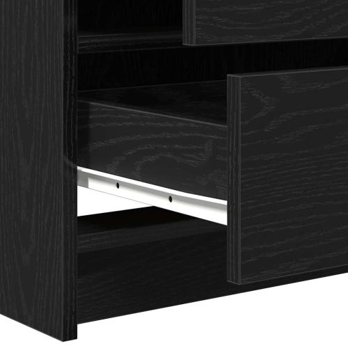 Тоалетка с огледални светлини 3 pcs Черно Инженерно дърво