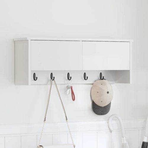 Стенен закачалка за палта Бяло 80 x 20 x 30 cm Инженерно дърво