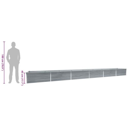 Градинска висока леха поцинкована стомана 600x80x45 см сива