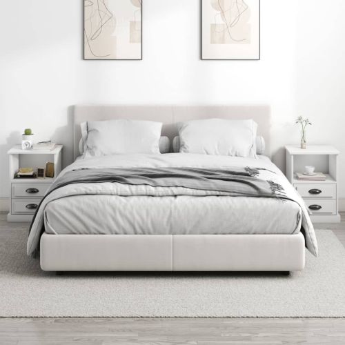 Нощни шкафчета, 2 бр, бели, 43x36x60 см