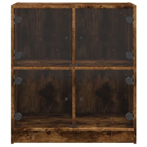 Страничен шкаф със стъклени врати, опушен дъб, 68x37x75,5 cm