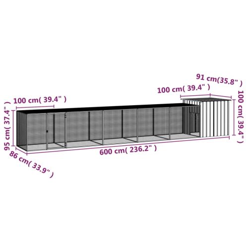 Клетка за пилета сива 600x91x100 см поцинкована стомана