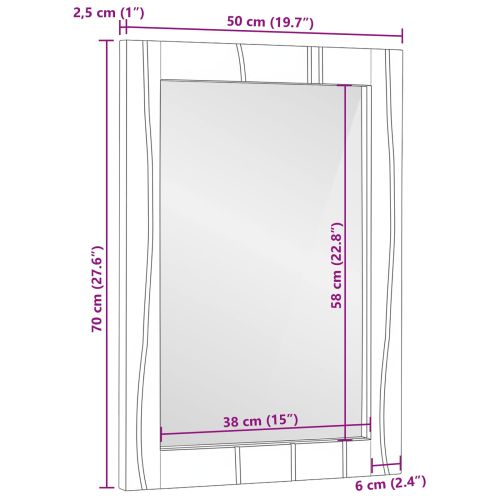 Огледало за баня Правоъгълна Натурално 50 x 2,5 x 70 см