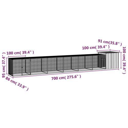 Клетка за пилета сива 700x91x100 см поцинкована стомана
