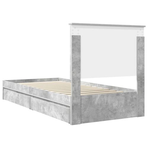 Легло с място за съхранение Циментено сиво 100 x 200 cm