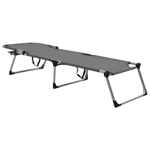 Допълнително висок сгъваем шезлонг за възрастни сив алуминий