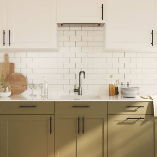 Дръжки за шкафове, 10 бр, черни, 128 мм, неръждаема стомана