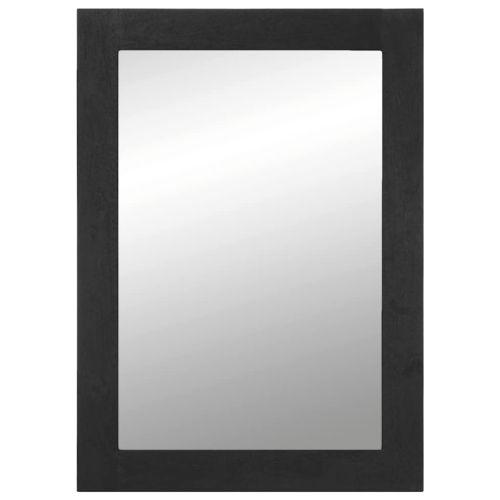 Огледало за баня, черно, 50x70x2,5 см, инженерно дърво и месинг
