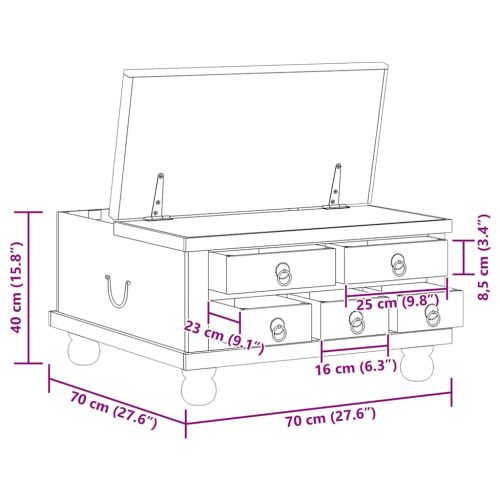 Маса за кафе регенерирано дърво 70x70x38 см
