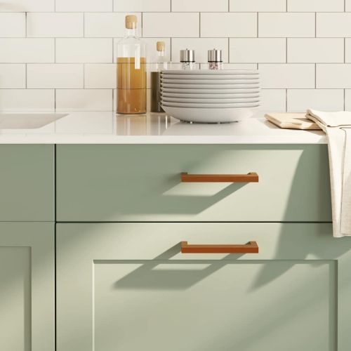 Дръжки за шкафове, 10 бр, бронз, 128 мм, неръждаема стомана