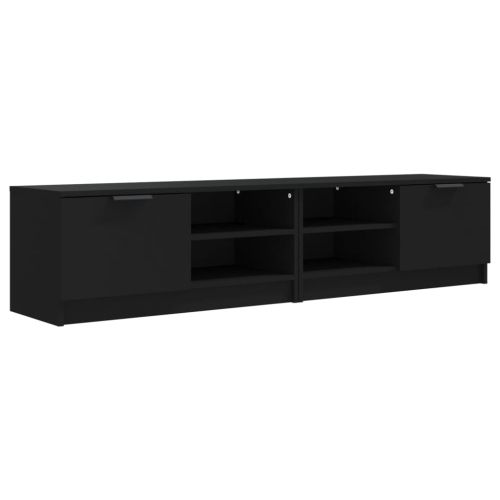 ТВ шкафове 2 бр черни 80x35x36,5 см инженерно дърво