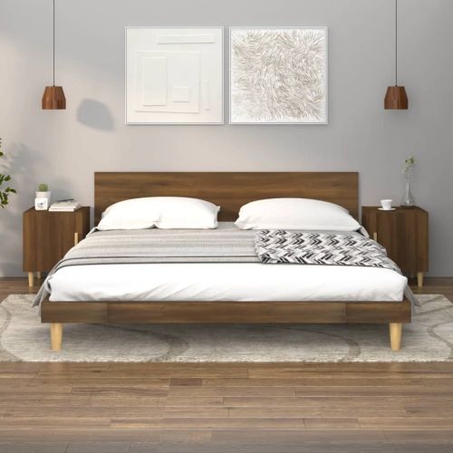 Нощни шкафчета, 2 бр, Кафяв дъб, инженерно дърво