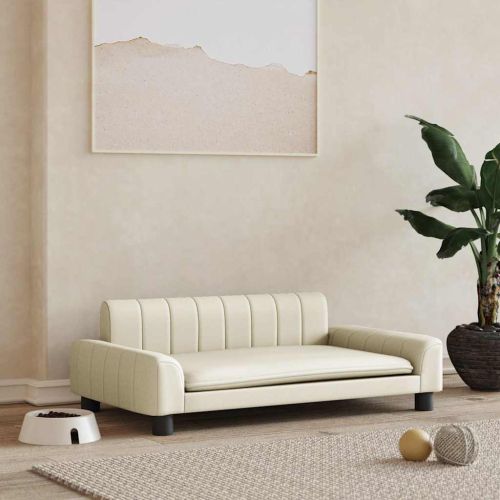 Кучешко легло, кремаво, 90x53x30 см, изкуствена кожа